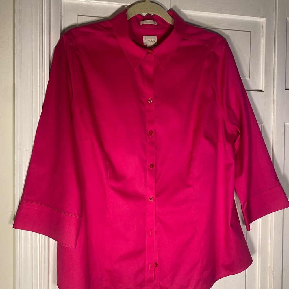 Chico's Vibrant Hot Pink Button-Down Shirt